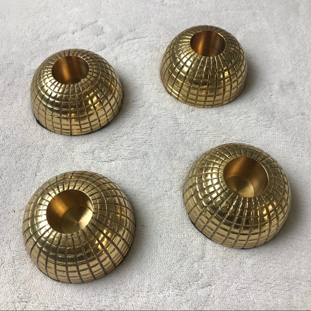 Brass Tapered Candle Holders Set of 4
